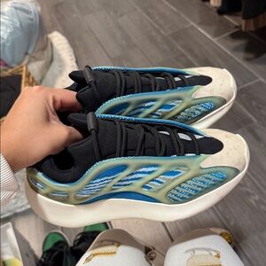 Yeezy Sneakers in Black, Blue, and Cream